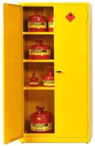 Yellow Flammable Cabinet Half Open 195x300mm