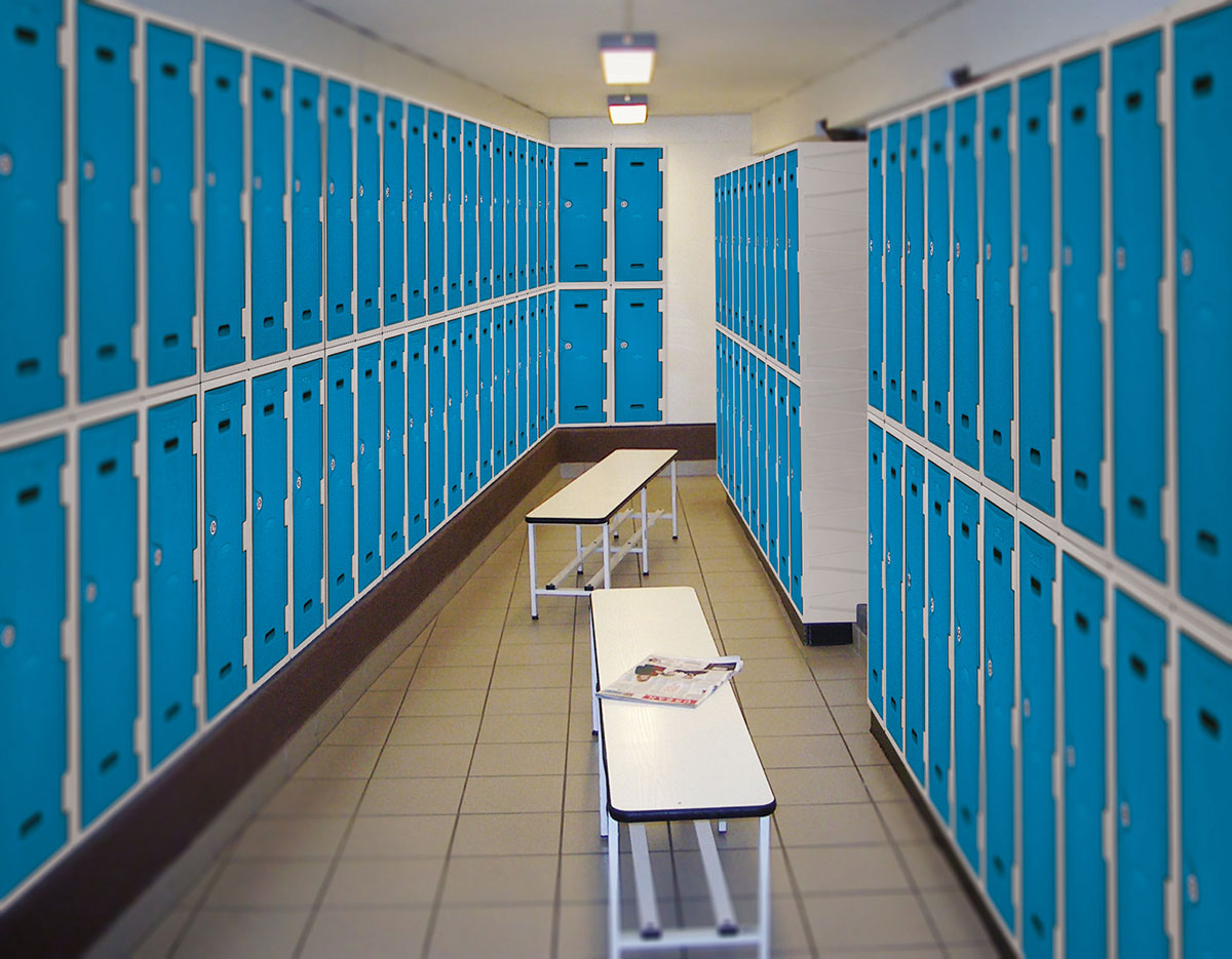 Changing room lockers in use