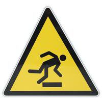 Warning sign - Trip hazard, floor-level obstacle - Aluminium