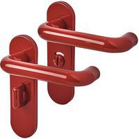 21mm Unsprung Door Handle - Bathroom Set - Red