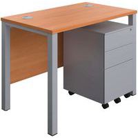 Office Desk - 3-Drawer Storage Pedestal & Goal Post Legs - 1000x600mm