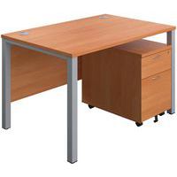 Office Desk - 2-Drawer Mobile Pedestal & Goal Post Legs - 1200x800mm