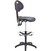 Black Workshop/Draughtsmans Chair - Adjustable Footring, Seat & Back