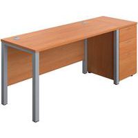 Office Desk - 3-Drawer High Pedestal & Goal Post Legs - WxD 1400x600mm