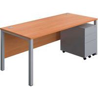 Office Desk - 3-Drawer Storage Pedestal & Goal Post Legs - 1800x800mm