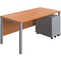 Office Desk - 3-Drawer Storage Pedestal & Goal Post Legs - 1600x800mm