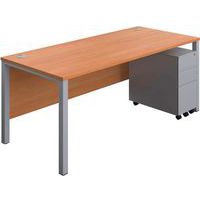 Office Desk - 3-Drawer Slim Pedestal & Goal Post Legs - WxD 1800x800mm