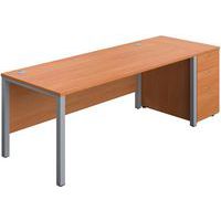 Office Desk - 3-Drawer High Pedestal & Goal Post Legs - WxD 1800x800mm