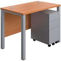Office Desk - 3-Drawer Slim Pedestal & Goal Post Legs - WxD 1000x600mm