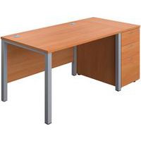 Office Desk - 3-Drawer High Pedestal & Goal Post Legs - WxD 1200x800mm
