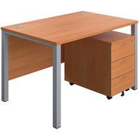 Office Desk - 3-Drawer Mobile Pedestal & Goal Post Legs - 1200x800mm