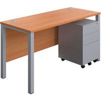 Office Desk - 3-Drawer Storage Pedestal & Goal Post Legs - 1400x600mm