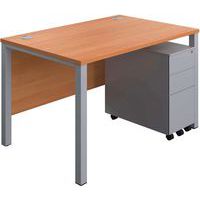 Office Desk - 3-Drawer Slim Pedestal & Goal Post Legs - WxD 1200x800mm