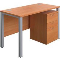 1200x600 Office Desk - 3-Drawer High Mobile Pedestal & Goal Post Legs