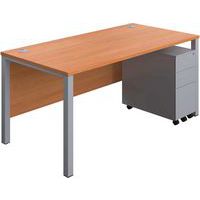 Office Desk - 3-Drawer Slim Pedestal & Goal Post Legs - WxD 1600x800mm
