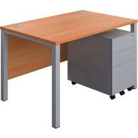 Office Desk - 3-Drawer Storage Pedestal & Goal Post Legs - 1200x800mm