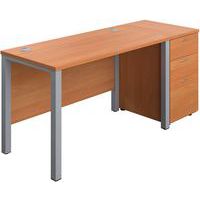 Office Desk - 3-Drawer High Pedestal & Goal Post Legs - WxD 1200x600mm
