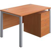 1200x800 Office Desk - 3-Drawer High Mobile Pedestal & Goal Post Legs
