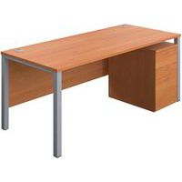 1800x800 Office Desk - 3-Drawer High Mobile Pedestal & Goal Post Legs