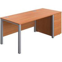 Office Desk - 3-Drawer High Pedestal & Goal Post Legs - WxD 1400x800mm