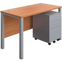 Office Desk - 3-Drawer Storage Pedestal & Goal Post Legs - 1200x600mm