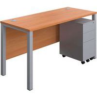 Office Desk - 3-Drawer Slim Pedestal & Goal Post Legs - WxD 1400x600mm