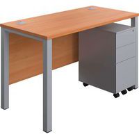 Office Desk - 3-Drawer Slim Pedestal & Goal Post Legs - WxD 1200x600mm