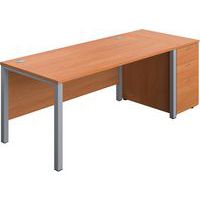 Office Desk - 3-Drawer High Pedestal & Goal Post Legs - WxD 1600x800mm
