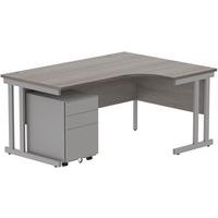 Right Hand Desk - 3-Drawer Under Pedestal - x2 Uprights - 1600x1200mm