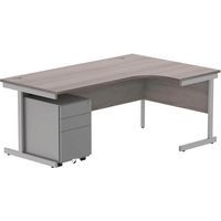 Right Hand Corner Desk & 3 Drawer Pedestal - WxD 1800x1200mm - CORE