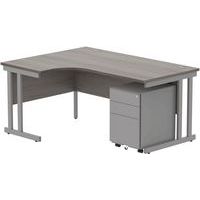 Left Hand Desk - 3-Drawer Under Pedestal - x2 Uprights - 1600x1200mm