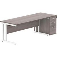 Straight Desk - 1800x800mm - High 3-Drawer Under Pedestal - 2 Uprights