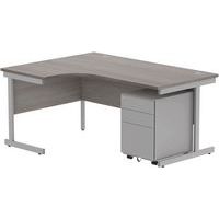 Left Hand Corner Desk & 3 Drawer Pedestal - WxD 1800-1600x1200mm -CORE