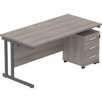 Office Desk - 1600x800mm - 3-Drawer Mobile Under Pedestal - 2 Uprights