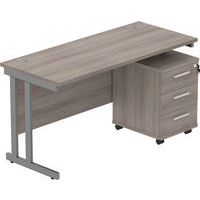 Office Desk - 1400x600mm - 3-Drawer Mobile Under Pedestal - 2 Uprights