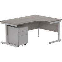 Right Hand Corner Desk & 3 Drawer Pedestal - WxD 1600x1200mm - CORE
