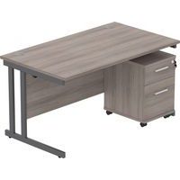 Office Desk - 1400x800mm - 2-Drawer Mobile Under Pedestal - 2 Uprights