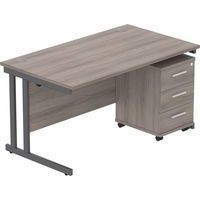 Office Desk - 1400x800mm - 3-Drawer Mobile Under Pedestal - 2 Uprights
