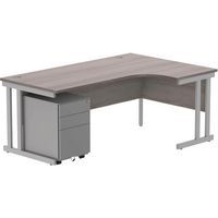 Right Hand Desk - 3-Drawer Under Pedestal - x2 Uprights - 1800x1200mm