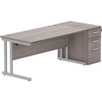 Straight Desk - 1600x800mm - High 3-Drawer Under Pedestal - 2 Uprights
