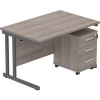 Office Desk - 1200x800mm - 3-Drawer Mobile Under Pedestal - 2 Uprights