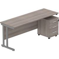 Office Desk - 1800x600mm - 3-Drawer Mobile Under Pedestal - 2 Uprights