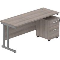 Office Desk - 1600x600mm - 2-Drawer Mobile Under Pedestal - 2 Uprights