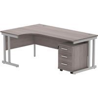 Left Hand Corner Desk - 3-Drawer Pedestal - x2 Uprights - 1800x1200mm