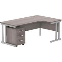 Right Hand Corner Desk - 3-Drawer Pedestal - x2 Uprights - 1800x1200mm