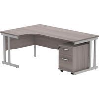 Left Hand Corner Desk - 2-Drawer Pedestal - x2 Uprights - 1800x1200mm