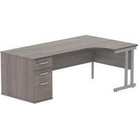 Right Hand Desk - 3-Drawer 800mm Pedestal - x2 Uprights - 1600x1200mm