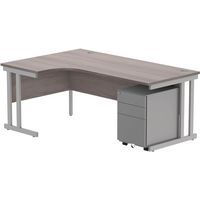 Left Hand Desk - 3-Drawer Under Pedestal - x2 Uprights - 1800x1200mm