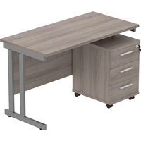 Office Desk - 1200x600mm - 3-Drawer Mobile Under Pedestal - 2 Uprights