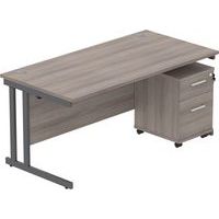 Office Desk - 1600x800mm - 2-Drawer Mobile Under Pedestal - 2 Uprights